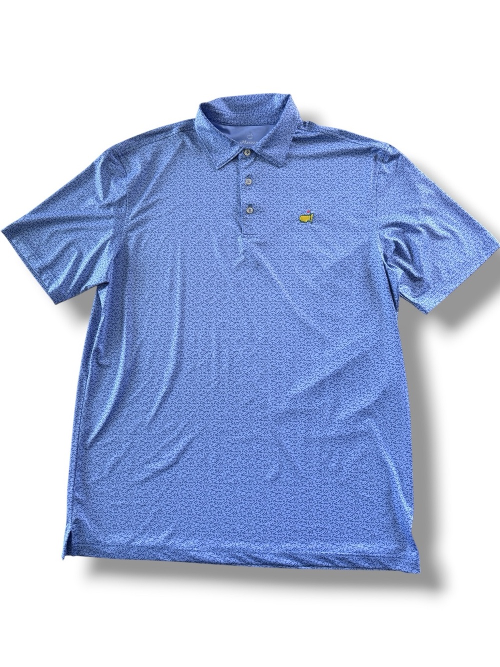 Masters Tech Golf Polo Repeating Tonal Masters Spell Out Embroidered Logo Large
